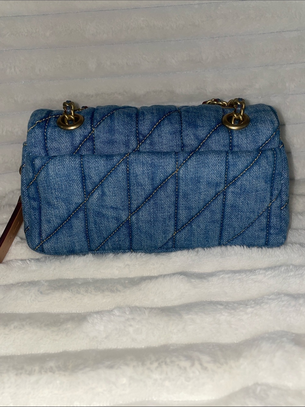 New W/O Tag Coach Blue Quilted Tabby 20 Blue Indigo Denim - Picture 4 of 10